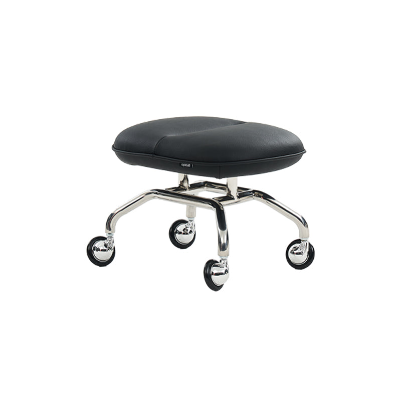 Black stool with wheels on a white background