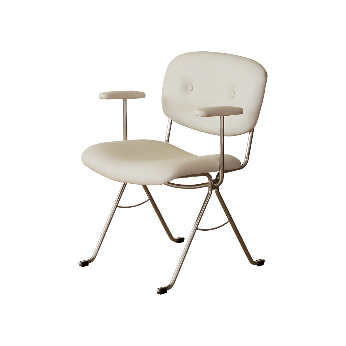 Modern chair with beige seat and backrest on a white background