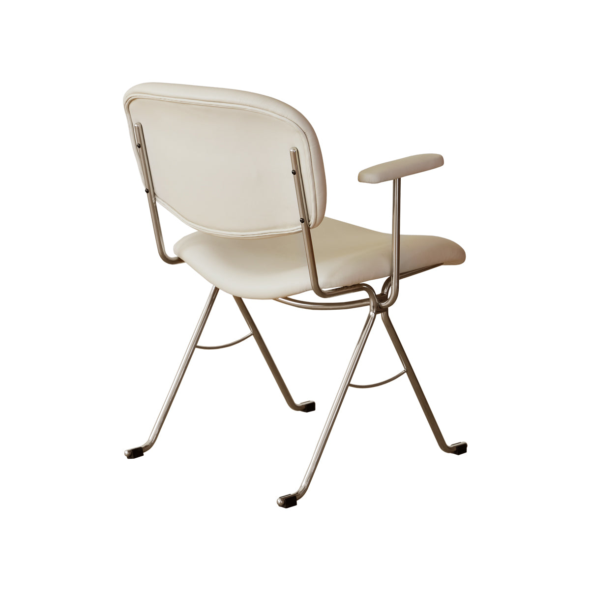 Beige chair with metal frame on a white background