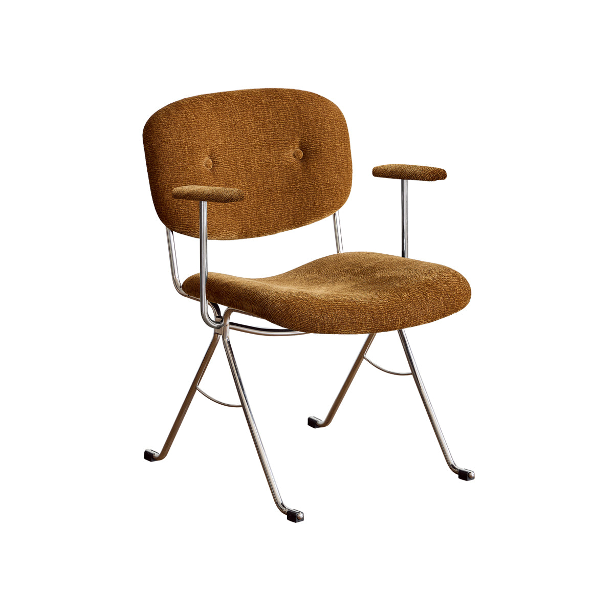 Brown chair with metal legs on a white background
