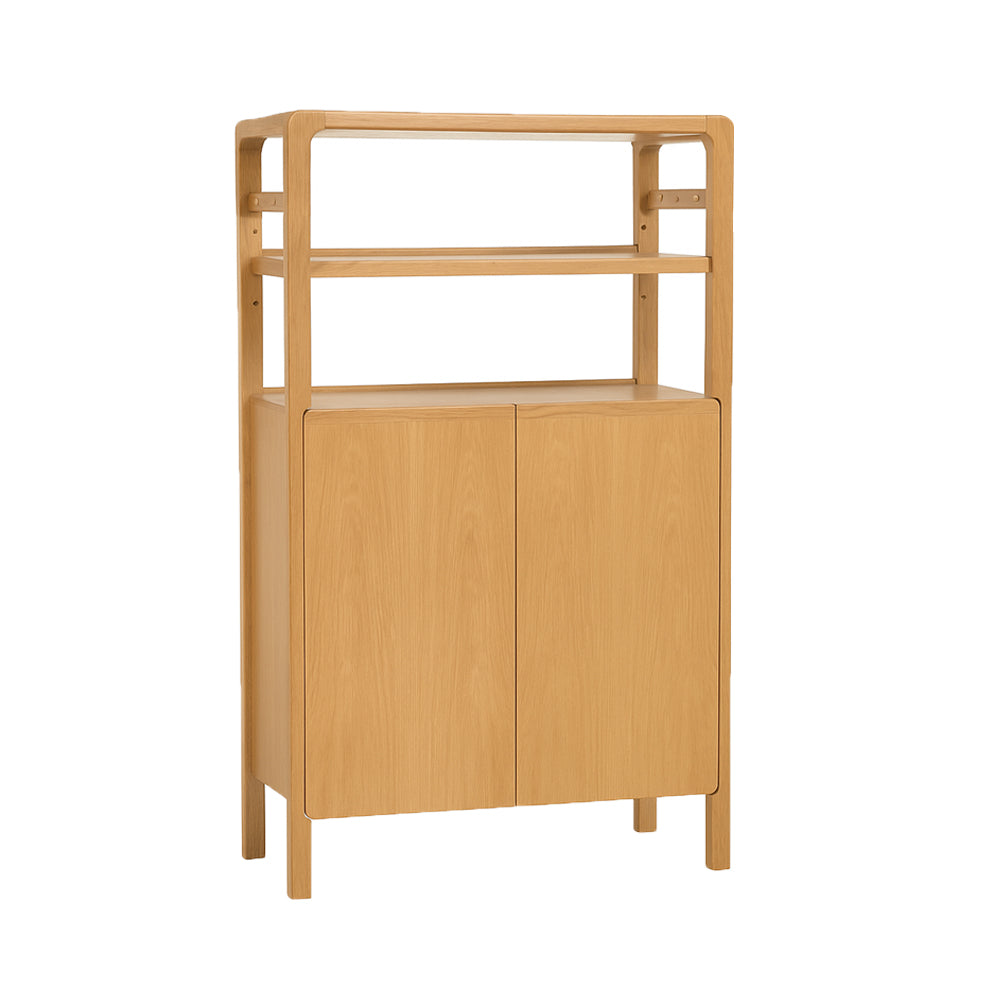 Wooden cabinet with two doors on a white background