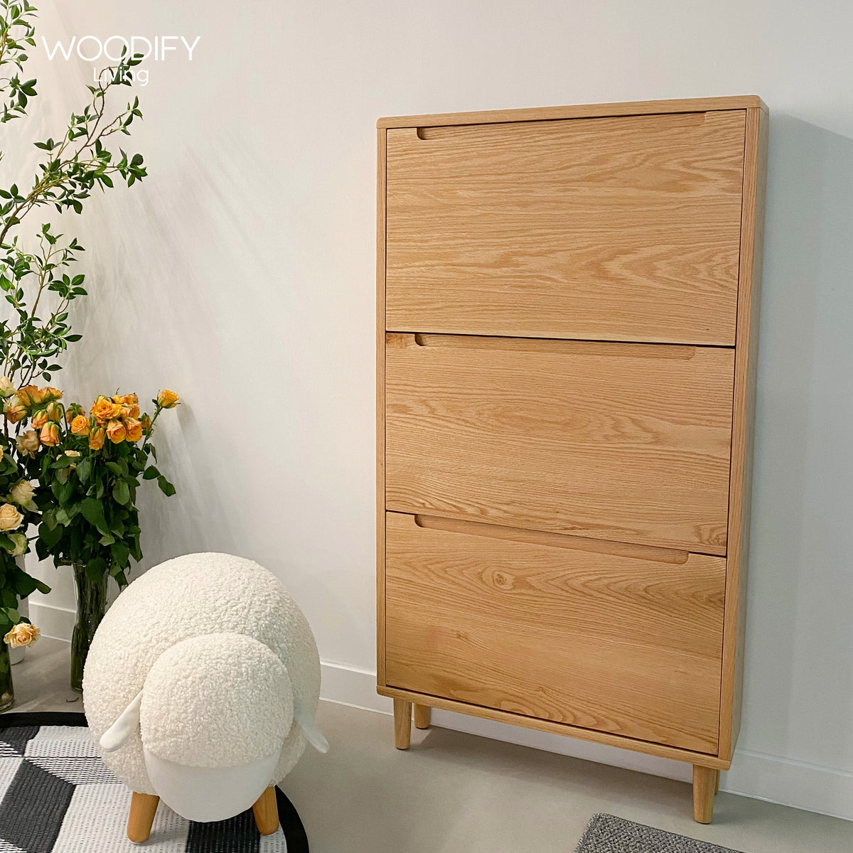 PERD Wall Shoe Cabinet - Oak wood